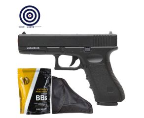 Airsoft Spring Full Metal Glock GK-V20 6mm + BBs 0.12g + Coldre Universal + Alvos