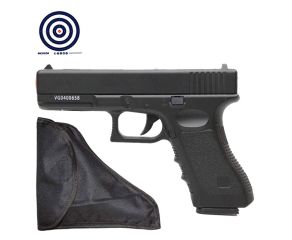 Airsoft Spring Full Metal Glock GK-V20 6mm + Coldre para Pistola e Revólver + Alvos