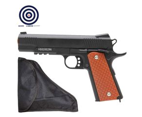 Airsoft Spring Vigor 1911 V13 Full Metal + Coldre para Pistola e Revólver + Alvos