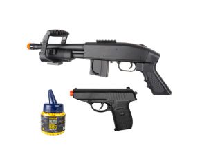 Airsoft Shotgun Mossberg M590 + Pistola Airsoft G3 Full Metal Galaxy e BBs