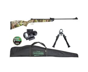 Carabina de Pressão QGK Hunter Camuflada 5.5mm + Red Dot + Bipé + Chumbinho + Capa