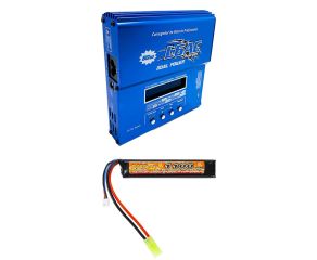 Carregador Balanceador Inteligente Imax B6 L6AC + Bateria Airsoft Lipo 7.4V 1100mAh 20C