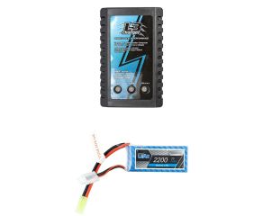 Carregador para Bateria LIPO L3 2S/3S + Bateria Lipo 7.4V 2S 2200mAh 60C XT60