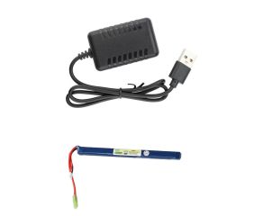 Carregador de Bateria Leão L2-USB 2A LiPo 2S Airsoft 7.4v + Bateria Airsoft LifePo 11.1V 1300mAh 15C