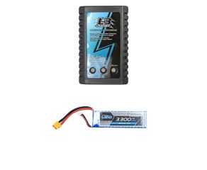 Carregador para Bateria LIPO L3 2S/3S + Bateria Lipo 11.1V 3S 3300mAh 30 60C XT60