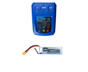 Carregador de Bateria L3PRO 3A 25W + Bateria Lipo 11.1V 3S 3300mAh 30 60C XT60