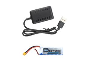 Carregador Leão L2-USB 2A LiPo 2S 7.4v + Bateria Lipo 11.1V 3S 3300mAh 30 60C XT60