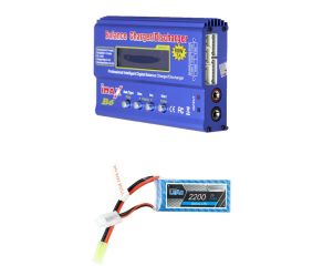 Carregador Inteligente L6 IMAX 80w Fonte 2A + Bateria Lipo 7.4V 2S 2200mAh 60C XT60