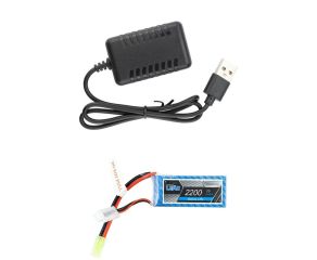 Carregador Leão L2-USB 2A LiPo 2S 7.4v + Bateria Lipo 7.4V 2S 2200mAh 60C XT60