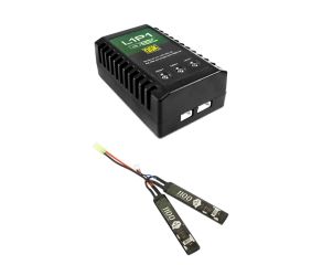 Carregador Compacto P/ Bateria Li-Po L1P1 - QGK + Bateria LiPo 7.4V 1100mAh 20C QGK