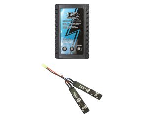 Carregador para Bateria LIPO L3 2S/3S + Bateria LiPo 7.4V 1100mAh 20C QGK