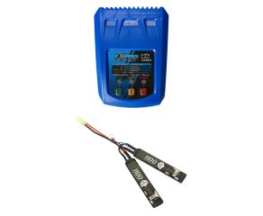 Carregador de Bateria L3PRO 3A 25W + Bateria LiPo 7.4V 1100mAh 20C QGK