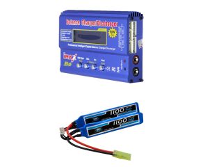 Carregador Inteligente L6 IMAX 80w Fonte 2A + Bateria LiPo 7.4V 2S 1100mAh 20C/40C