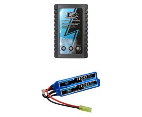 Carregador para Bateria LIPO L3 2S/3S + Bateria LiPo 7.4V 2S 1100mAh 20C/40C