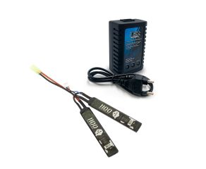 Bateria QGK 7.4V 1100mAh 20C + Carregador para Baterias LIPO Leão