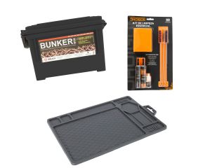 Caixa de Munição Tática Bunker Box Bélica Preta + Kit de Limpeza + Gunpad