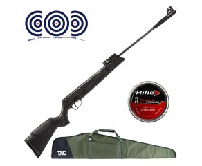 Carabina de Pressão Artemis Black Hawk Mag GR1000X Nitro 5.5mm + Capa Universal + Chumbos + Alvos