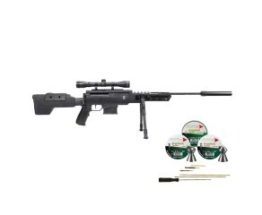 Carabina de Pressão Black Ops Sniper - 5,5mm + Munições + Kit de Limpeza