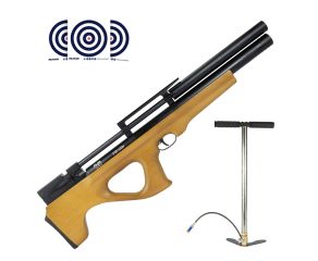 Carabina PCP Bullpup P15 Killer Artemis 5.5mm + Bomba Manual PCP 300 Bar Pé Fixo FXR + Alvos