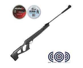 Carabina de Pressao Aselkon RX 1250 Black 5 5mm + Chumbos Rifle + Chumbinho Votex Atena + Alvos