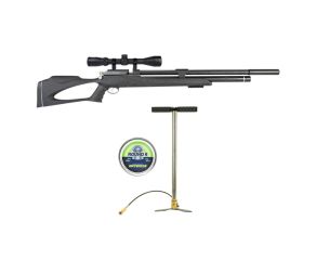 Carabina PCP Artemis M25 Thunder Black 9mm + Chumbinho 9mm 100 Un + Bomba Manual + Luneta 3-9x40