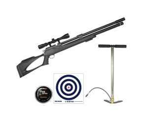 Carabina PCP Artemis M25 Thunder Black 7.62mm + Luneta 3-9x40 + Bomba Manual + Chumbinho Slug + Alvo