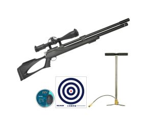 Carabina PCP Artemis M25 Thunder Black 9mm + Luneta Evo 6-24x50 + Bomba Manual + Chumbinho + Alvos