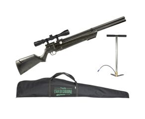 Carabina PCP Leviathan PS-R2 Nova Vista 6.35mm + Luneta 3-9x40 + Bomba Manual + Capa