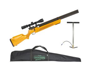 Carabina PCP Leviathan PS-R2 Nova Vista Wood 6.35mm + Luneta 3-9x40 + Bomba Manual + Capa