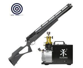 Carabina de Pressão PCP R8 Black Standard Rossi 5.5mm + Compressor de Ar Portátil Tuxing + Alvos