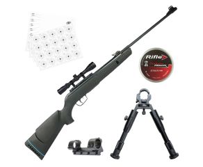 Carabina de Pressão Gamo Big Cat Nitro IGT 5.5mm + Luneta 4x32 + Bipé + Chumbinho + Suporte + Alvo