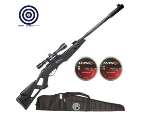 Carabina Gamo Whisper Fusion IGT 5.5mm + Capa universal + Chumbos + Luneta 3-9x40 CBC + Alvos