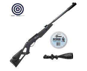 Carabina de Pressão Gamo Whisper Fusion IGT 5 5mm + Luneta 6-24x50 Rossi + Chumbos Votex + Alvos