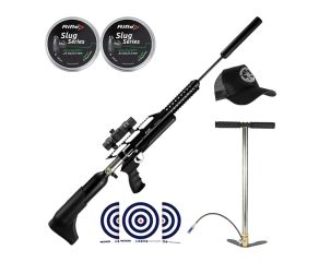 Carabina PCP Artemis M18 Hammer 5.5mm + Bomba Manual PCP + Red Dot 1x30 + Boné LC + chumbos + Alvos