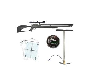 Carabina PCP Artemis M25 Thunder Black 5.5mm + Chumbinho 5.5mm 250 Un + Bomba Manual + Luneta + Alvo