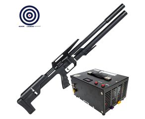 Carabina PCP Artemis M60 Slayer Black 5.5mm + Compressor de Ar Portátil + Alvos