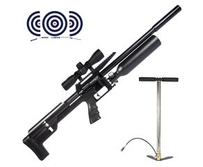 Carabina PCP Artemis M60B Slayer HC 5.5mm + Bomba Manual PCP + Luneta 4x32 + Alvos