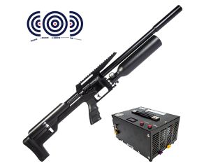 Carabina PCP Artemis M60B Slayer HC 5.5mm + Compressor de Ar Portatil + Alvos