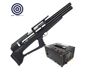 Carabina PCP Artemis P35 Bullpup Blackened 5.5mm + Compressor de Ar Portátil + Alvos
