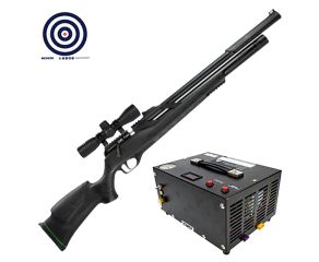 Carabina PCP Artemis T-Rex 4.5mm + Luneta 4x32 + Compressor de Ar Portatil + Alvos