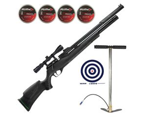 Carabina PCP Artemis T Rex 5.5mm + Bomba Manual PCP 300 + Chumbos + Luneta 3-9x40 SFP + Alvos