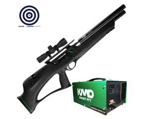 Carabina PCP Artemis T-Rex Bullpup 5.5mm + Luneta 4x32 + Compressor de AR KMD + Alvos