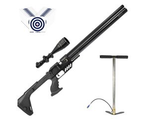 Carabina PCP Aselkon Emperador LS-I 5.5mm + Bomba Manual PCP + Luneta 6-24x50 11mm + Alvos
