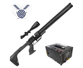 Carabina PCP Aselkon Emperador LS-I 5.5mm + Compressor de Ar Portatil + Luneta 6-24x50 11mm + Alvos
