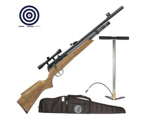 Carabina PCP Beeman Raider 1331 Madeira 5.5mm + Bomba PCP 300 + Luneta 4x32 + Capa Universal + Alvos