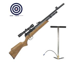 Carabina PCP Beeman Raider 1331 Madeira 5.5mm + Luneta Rossi 4X32 + Bomba Manual PCP + Alvos