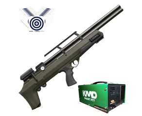 Carabina PCP Nova Vista Bullpup Behemoth PS-R2-S Verde Militar 5.5mm + Compressor de AR KMD + Alvos