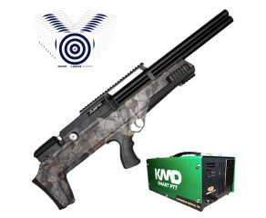Carabina PCP Nova Vista Bullpup Behemoth PS-R2-SF Camuflada 6.35mm + Compressor de AR KMD + Alvos