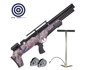 Carabina PCP Nova Vista Bullpup Behemoth PS-R3-S Camuflada 5.5mm + Bomba Manual + Magazine + Alvos