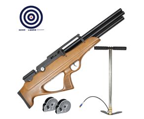 Carabina PCP Nova Vista Bullpup Behemoth PS-R3-SF Wood 5.5mm + Bomba Manual PCP + Magazine + Alvos